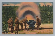 Artillery Firing Military Series Tichnor Quality Views Vintage Postcard