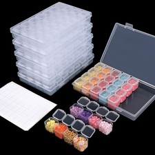 168 Slots Diamond Painting Box Plastic Organizer with 6 Pieces 28 Grids Bead