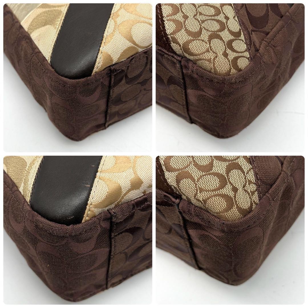 COACH Tote Bag Patchwork Suede Leather Brown  ◯ A… - image 16