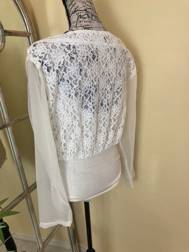 Vintage U.NIK Bodysuit Camisole Top Lace Button Detail Semi-sheer Ivory 10-12 - Picture 19 of 19