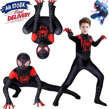 Kids Spiderman Cosplay Costume Boys Into the Spider-Verse Miles Morales Jumpsuit