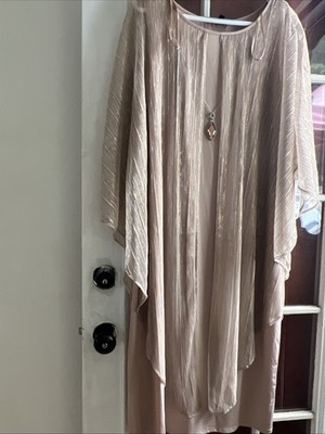 Glamour Nights Metallic Capelet Sheath Dress Rose Gold Pink Size 16W