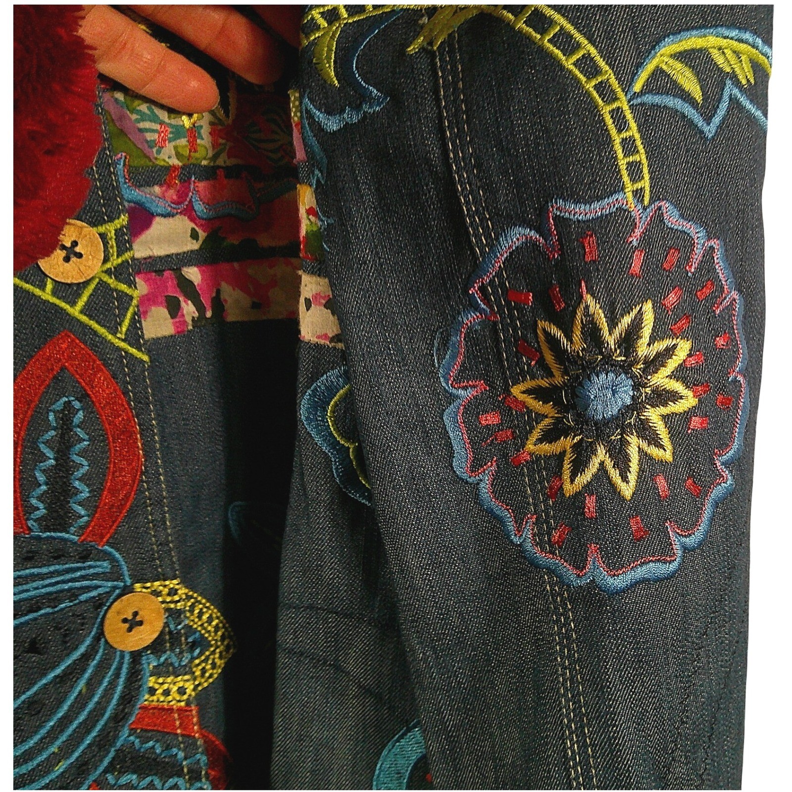 Norm Thompson Embroidered Patchwork Denim Jacket … - image 7