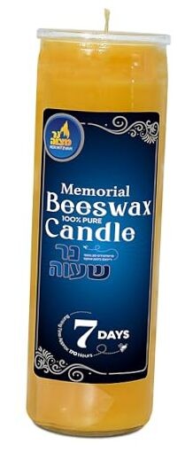  7 Day Beeswax Yartzeit Candle - 7 Day Kosher Yahrtzeit Memo