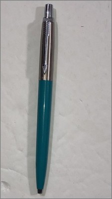 Parker Jotter TURQ. Brass Threads, No Logo Round Top Button - USA Pre-1973