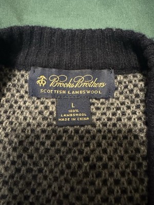 Brooks Brothers Men L Scottish Wool Cardigan Long Sleeve Sweater