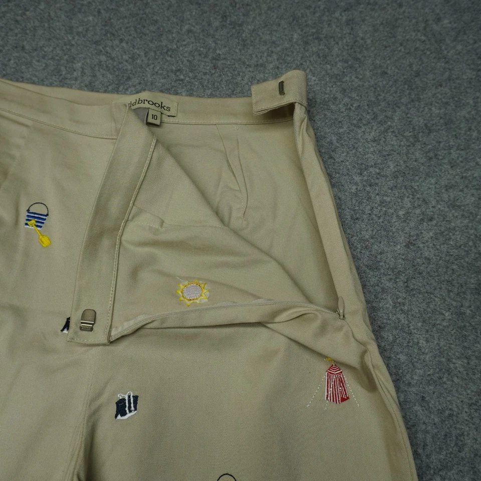 Calça feminina David Brooks bege tamanho 10 algodão elastano bordado - Imagem 3 de 4