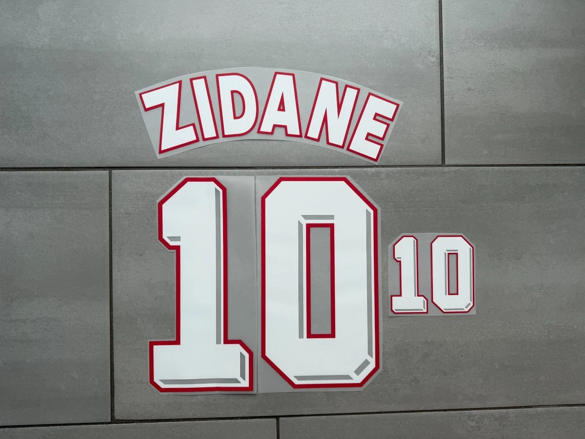Flocage ZIDANE #10 blanc 1998 Maillot France FFF Coupe du monde 98 (Patch Kit