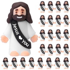 25 Pcs Jesus Figures Mini Rubber Toys for Christmas, Baptism, Party Favors