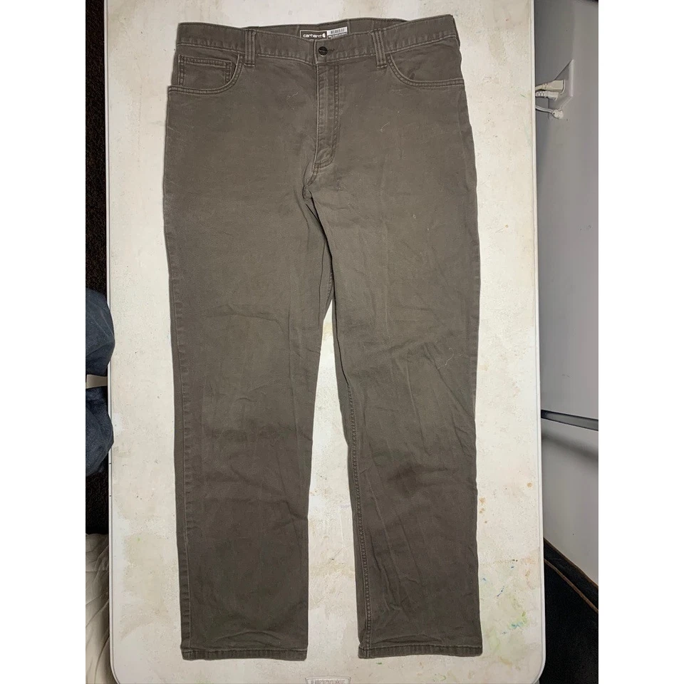 Carhartt Mens Rugged Flex Relaxed Fit Canvas Work Pants Brown 38x34 - Image 2 of 4