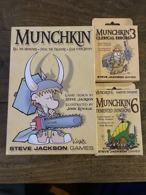 Munchkin Card Game Plus Two Expansions Clerical Errors 3 & Demented Dungeons 6