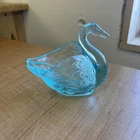 VINTAGE Fenton Glass Aqua Blue Swan Trinket Dish/Bowl Beautiful Detail 💕