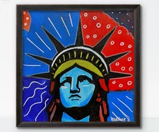 CHAVEZ Original Pop Art Statue of Liberty 10x10 Canvas NYC Landmark Art