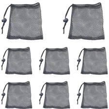 8PCS Black Nylon Mesh Drawstring Bags 10x15cm/4x6in Drawstring Packaging Orga...