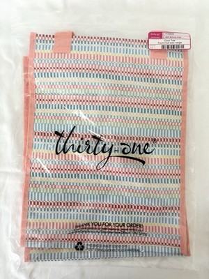 Thirty One Cinch Tote Bag, Multi Color Stripe, New In Pkg