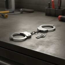 Heavy Duty Silver Double Lock Handcuffs - Professional Grade Police Edition