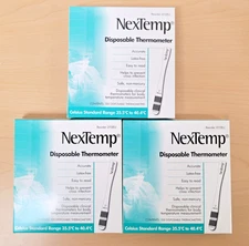 Lot of 3 NexTemp Disposable Clinical Thermometers, 100 Count - EXP: Feb 2025