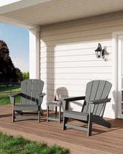 Modern HDPE Plastic Adirondack Chair Set of 2 with Side Table - Oversize 380 ...