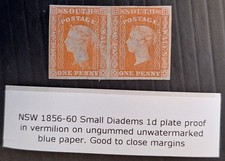 Scarce 1856- NSW Australia pair 2d Verm Imp Plate proof Small Diadem stamps MNG