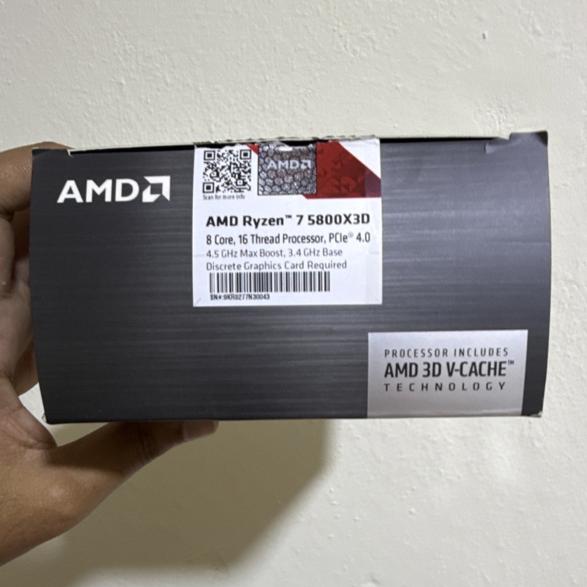 AMD Ryzen 7 5800X3D 8-Core Processor 4.5GHz Max Boost 3.4GHz Base