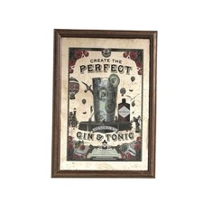 Hendricks Gin Style Wooden Framed Small Glazed Mirror | Pub Mirror 33x23 cm
