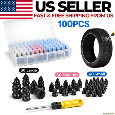 #ad 100Pcs Tire Repair Rubber Nails Emergency Puncture Repair Screws Kit $16.89