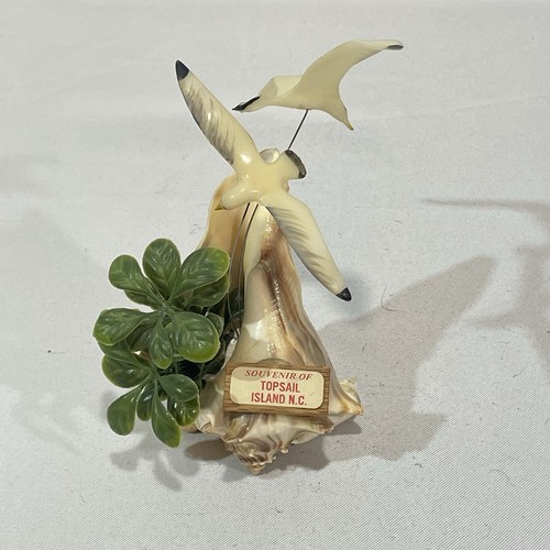 Vintage Kitsch Beach Souvenir Shells Seagulls Topsail Island NC