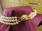 Vintage Faux Pearl Costume Jewelry Set Black Onyx Style Cabochon Rhinestone — photo 10