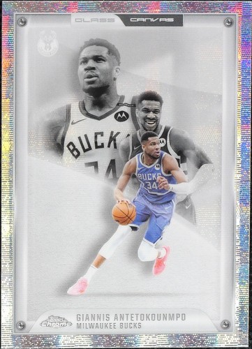 Giannis Antetokounmpo SP/75 TOPPS CHROME BLUE REFRACTOR! GREAT 