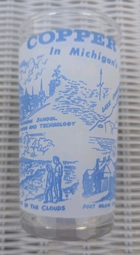 VINTAGE! Drinking Glass State Of Michigan CopperCountry 4 1/2+ InchHeight jun25 - Picture 2 of 11
