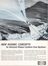Raytheon New Avionic Concepts Vintage 1960s Magazine Print Ad Military Jet Art