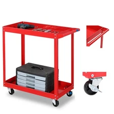 2 Tier Rolling Tool Cart,220 LBS Capacity Industrial Service Cart on Wheels w...