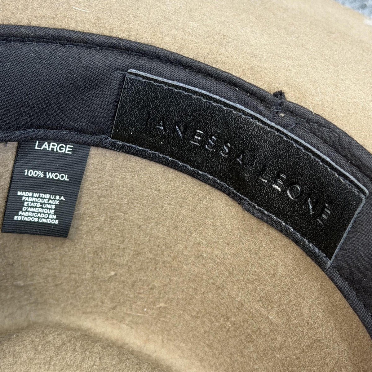 Janessa Leone Wool Hat Fedora Womens L Brown Wide Brim Suede  display picture 1