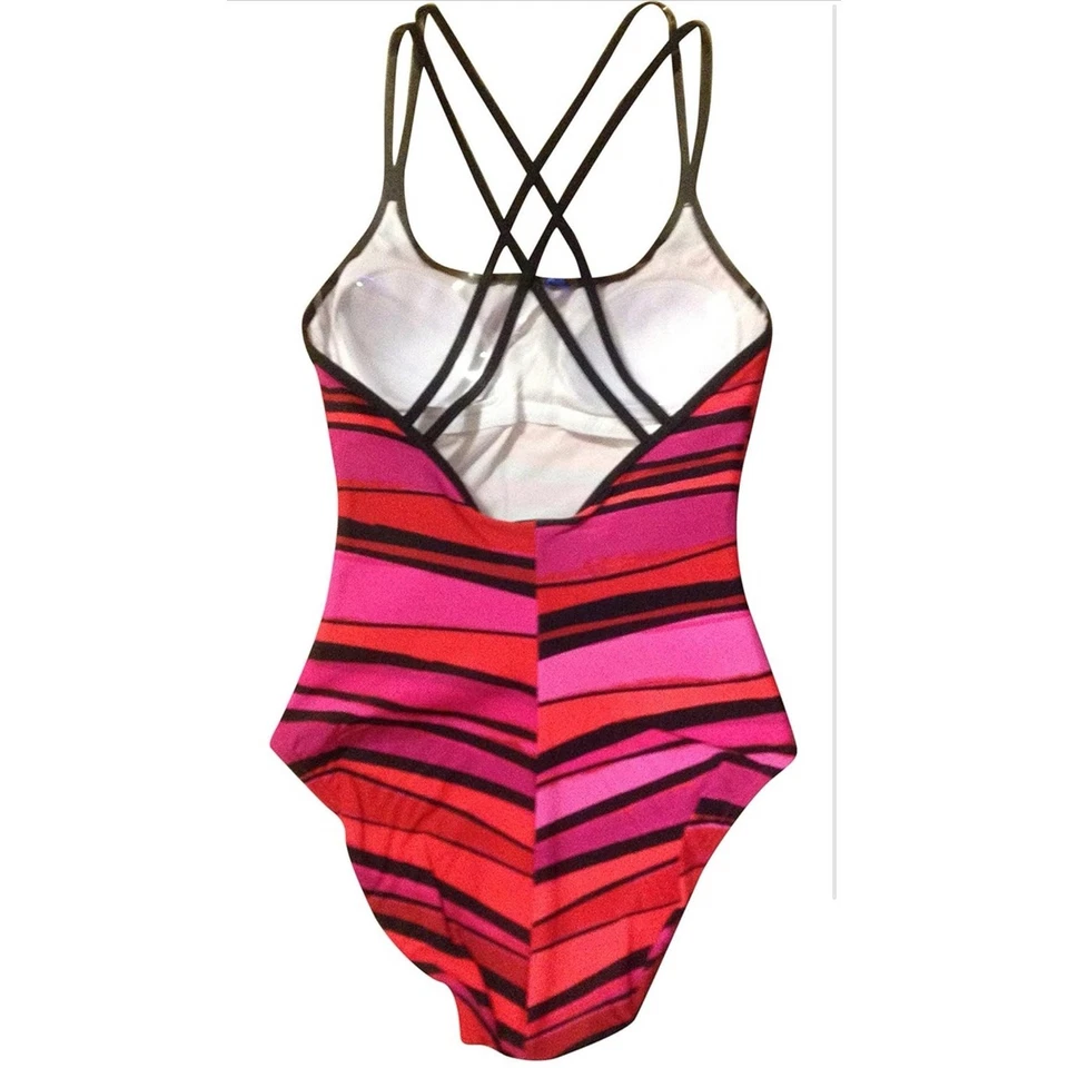 Traje de baño Speedo traje de baño espalda rojo frambuesa negro bronceado playa talla 6 nuevo con etiquetas Foto 2 de 4