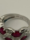 14 K White Gold Oval Ruby Diamond and Sapphire Ring — photo 4