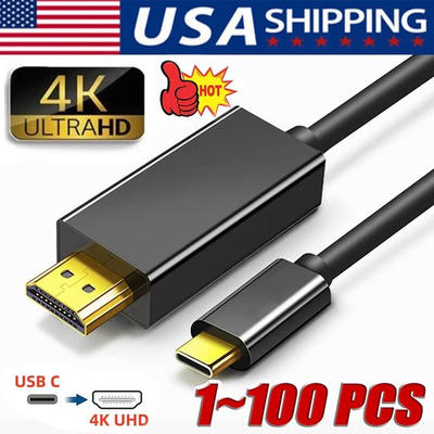 #ad USB C to 4K HDMI Cable Video Converter Adapter 6Ft Type C to HDMI 4K Cord Lot $455.09
