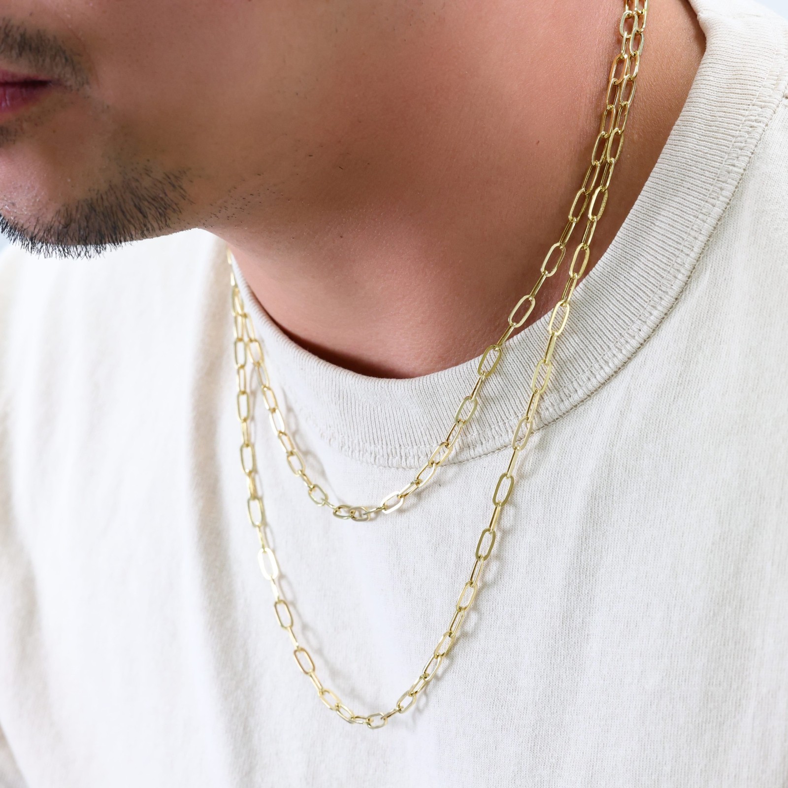 10k Yellow Gold 4mm Paperclip Chain Rolo Dainty Link Cable Necklace Womens 18"