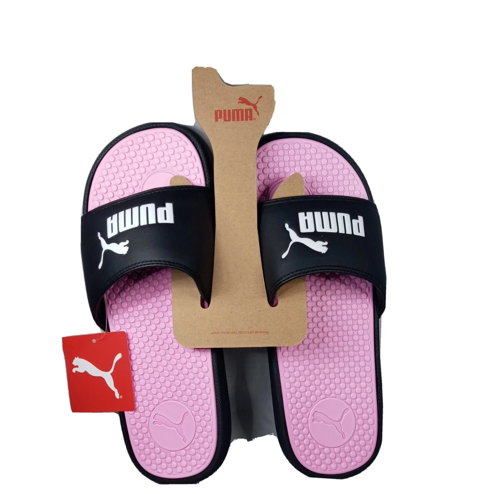 PUMA Sandalo donna Cool Cat Slide 03 nero puma bianco rosa pallido taglia 10 nuovi