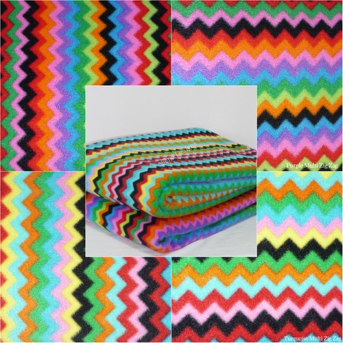 Polar fleece anti pill fabric Premium Quality soft material Multi Zig Zag Q1299