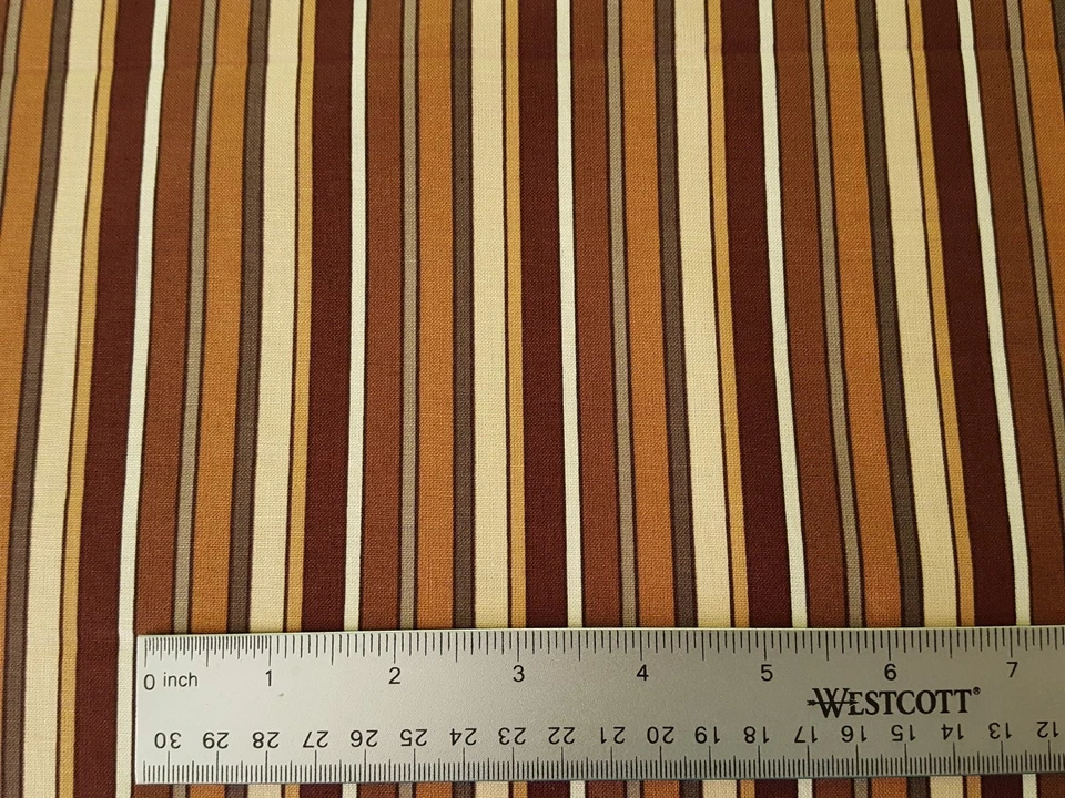 26" Tan Brown Taupe Stripe Print Heritage Studio Collection Fabric Tradition - Image 2 of 2