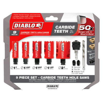 Diablo Tools DHS09SGPCT 9 pc Carbide General Purpose Hole Saw Set