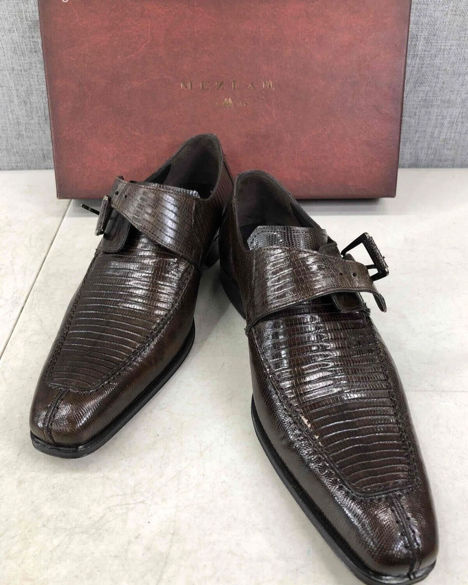 MEZLAN Genuine Lizard Skin Monk Strap Loafers Men s US Size 8.5 Made in Spain