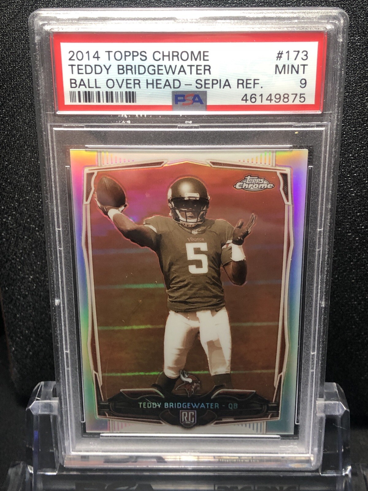 2014 Topps Chrome Refractor Sepia /99 Teddy Bridgewater RC PSA 9