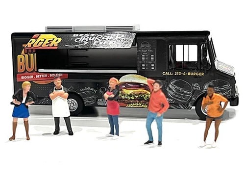 Food Truck "The Burger Truck" Black with Graphics 1/64 Diecast Model by American