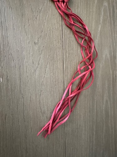 Vintage BOHO Red Leather Fringe Belt With Metal Silver Beads Western Rockabilly - Picture 15 of 16
