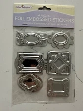 Miss Elizabeths 6 Silver Foil Embossed Stickers Multi Sizes Scrapbooking Cards