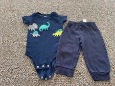 Carter s Boys Blue Dinosaur Bodysuit & Blue Pants 12M