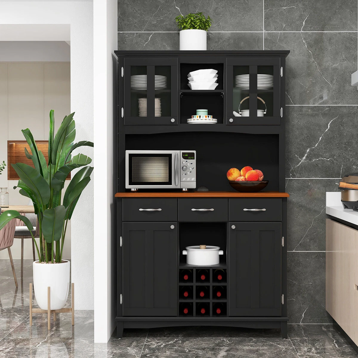 Kitchen buffet cabinet with hutch deals