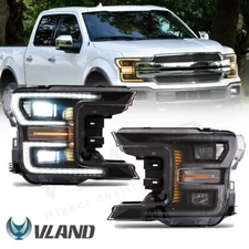 2XLED Headlights Black for Ford F150 XLT XL SSV king 2018 2019 2020 w/Sequential