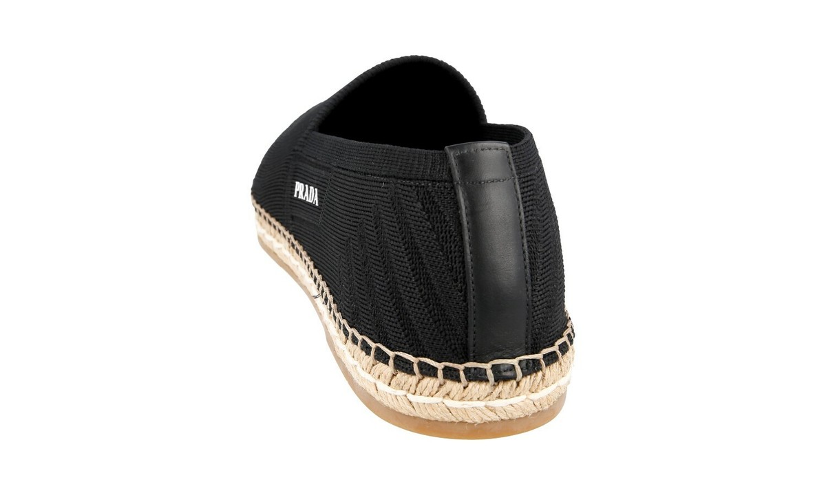AUTH LUXURY PRADA ESPADRILLES SHOES 2DE118 BLACK NEW US 12